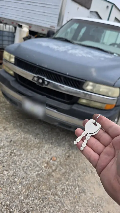 Two new keys cut for an older Chevrolet truck with no working key